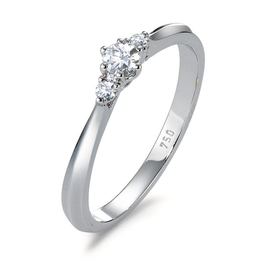 Finger ring 750/18 K vitguld diamant 0.19 ct, 3 stenar, w-si