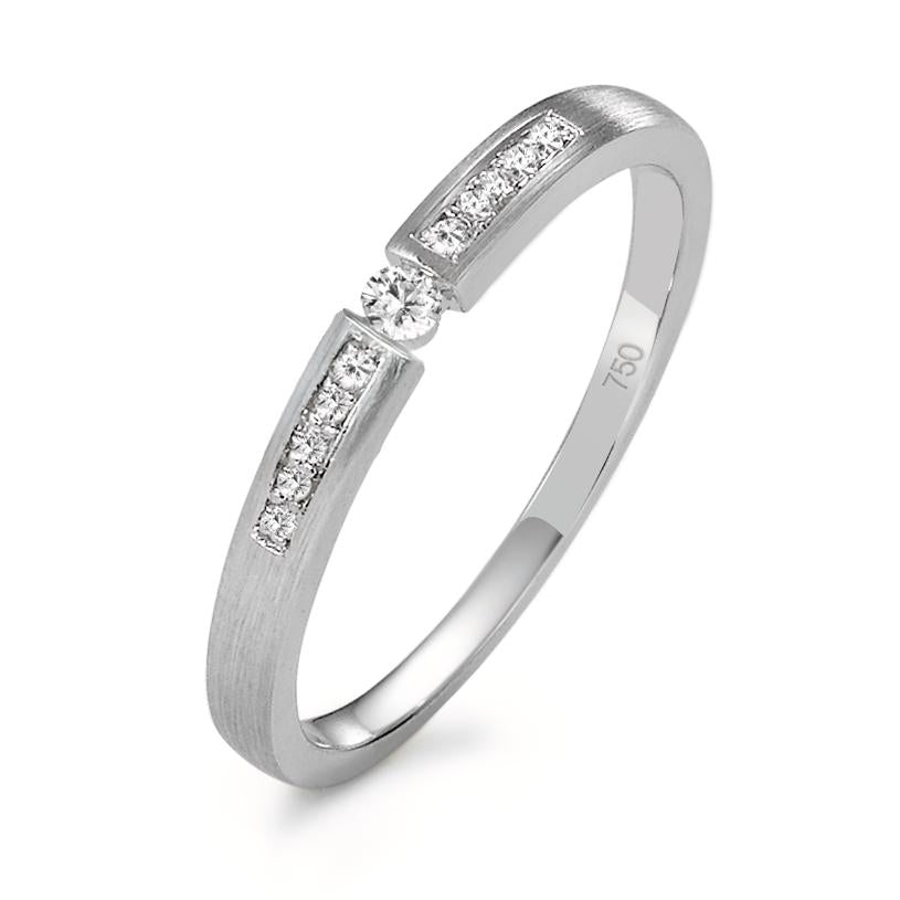 Solitärring 750/18 K vitguld diamant 0.07 ct, 11 stenar, w-si