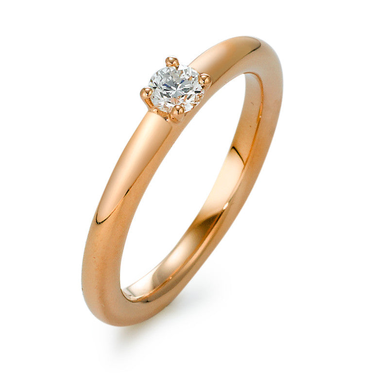 Solitärring 750/18 K rött guld diamant 0.20 ct, w-si