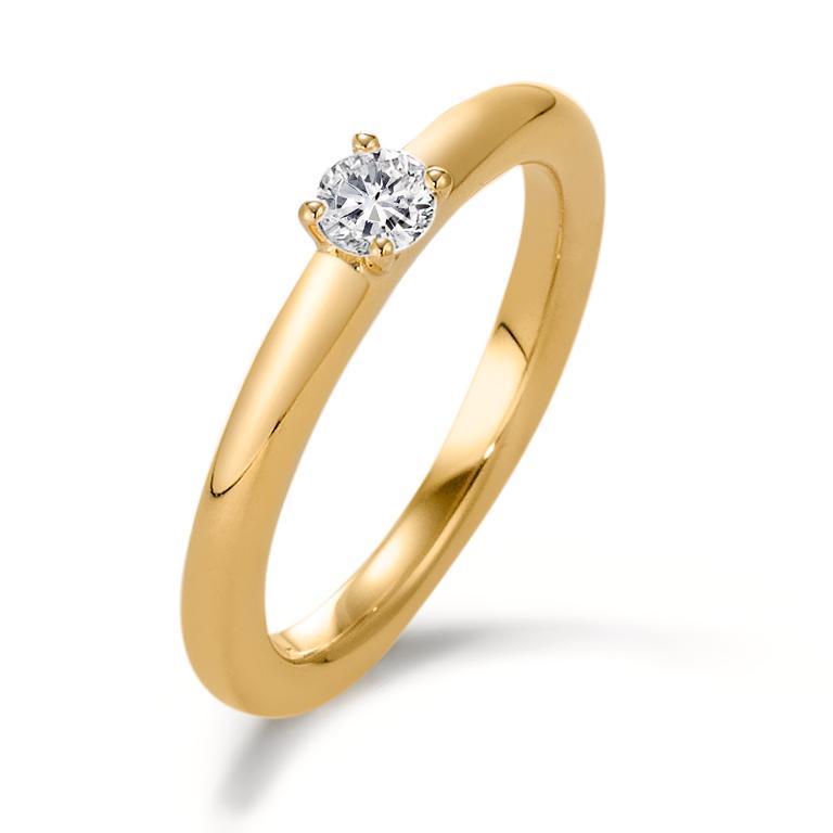 Solitärring 750/18 K gult guld diamant 0.20 ct, w-si