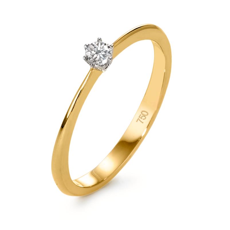 Solitärring 750/18 K gult guld, 750/18 K vitguld diamant 0.07 ct, w-si