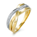 Finger ring 750/18 K gult guld, 750/18 K vitguld diamant 0.13 ct, 27 stenar, w-si