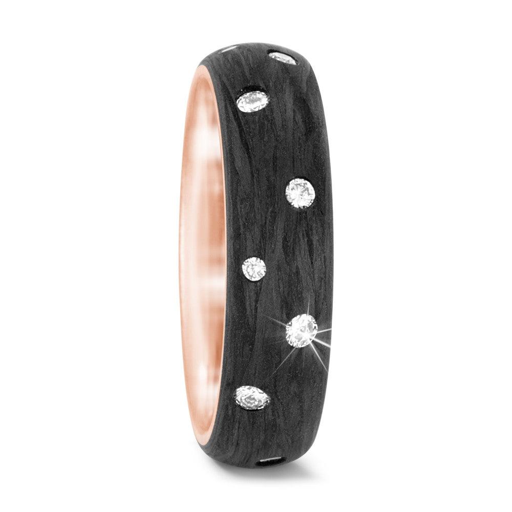 Finger ring 750/18 K roséguld, Kol diamant 0.36 ct, 16 stenar, w-si