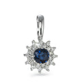 Hängsmycke 750/18 K vitguld safir blå, diamant vit, 0.18 ct, 25 stenar, [Brillant], w-si