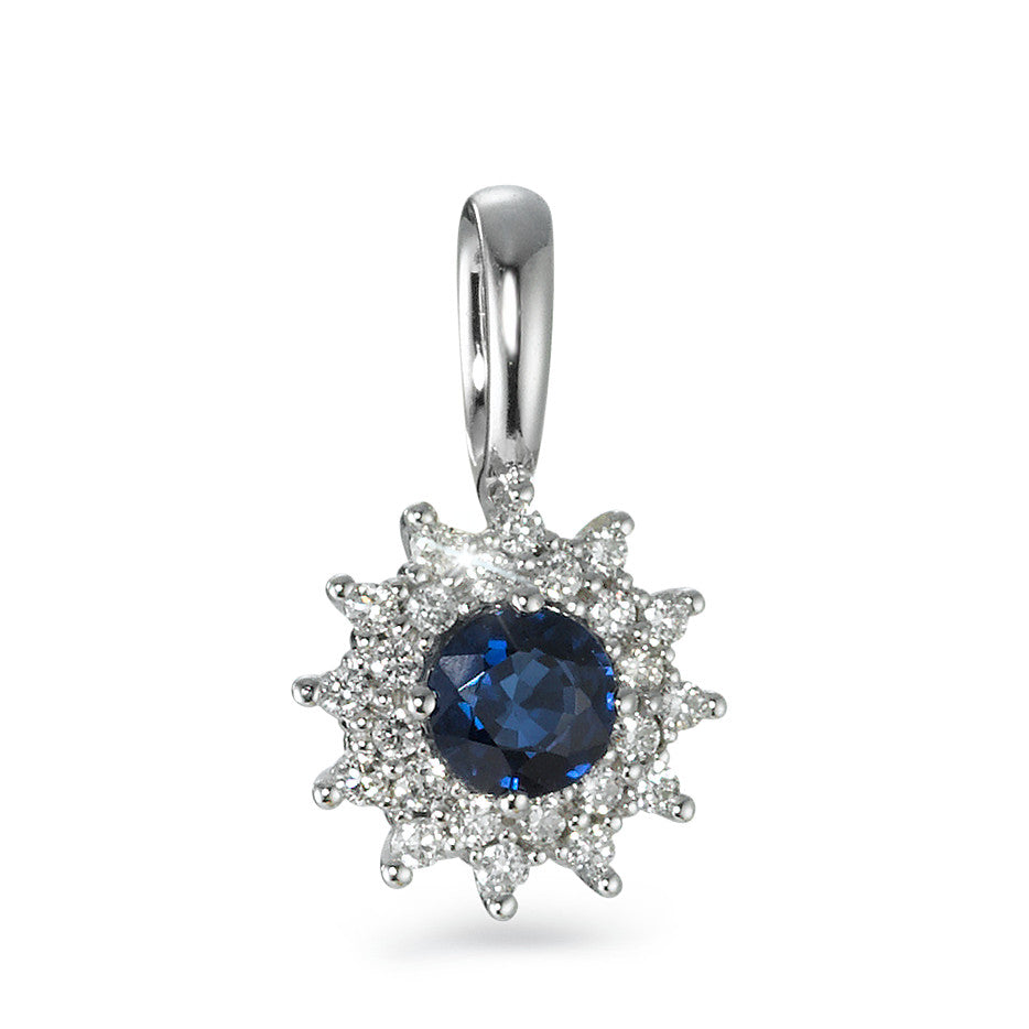 Hängsmycke 750/18 K vitguld safir blå, diamant vit, 0.18 ct, 25 stenar, [Brillant], w-si