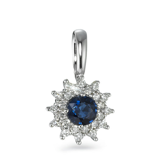 Hängsmycke 750/18 K vitguld safir blå, diamant vit, 0.18 ct, 25 stenar, [Brillant], w-si