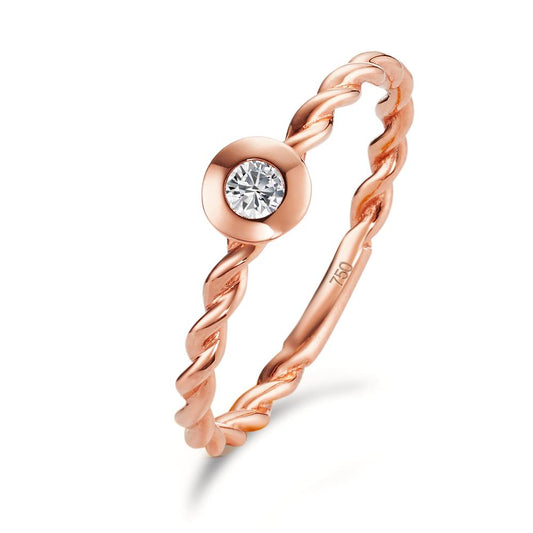 Solitärring 750/18 K rött guld diamant 0.07 ct, [Brillant], w-si