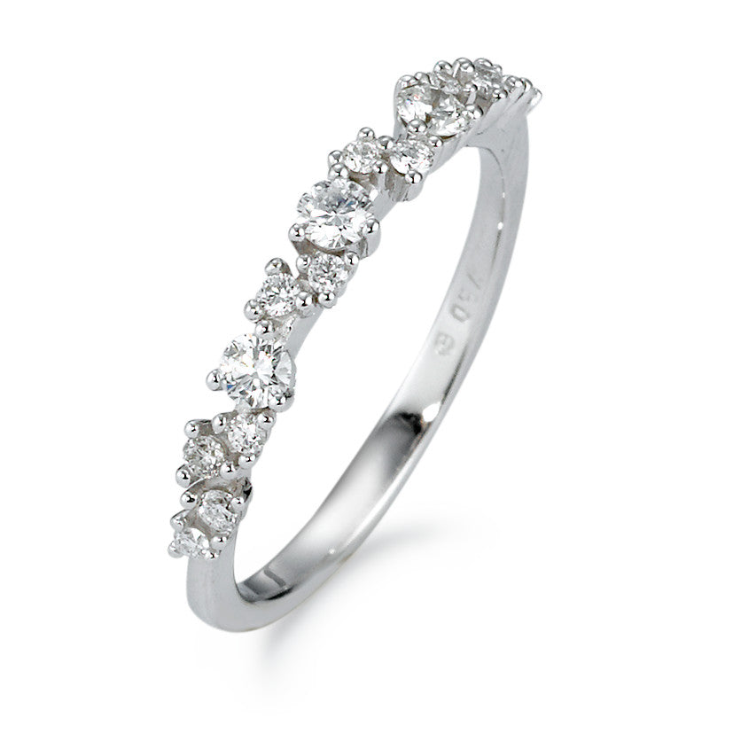 Finger ring 750/18 K vitguld diamant vit, 0.33 ct, 15 stenar, [Brillant], w-si