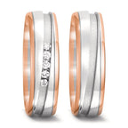 Partnerring 750/18 K rött guld, 750/18 K vitguld diamant 0.10 ct, 5 stenar, w-si