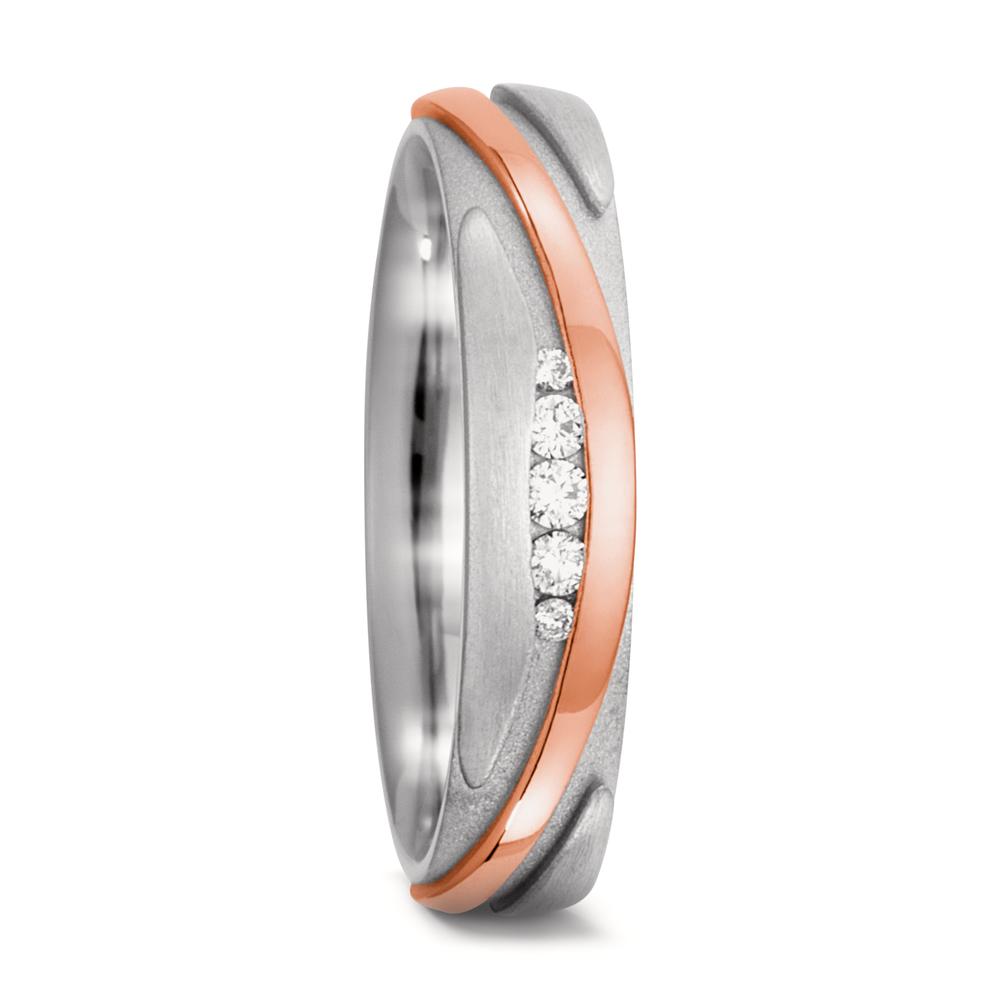 Partnerring 750/18 K vitguld, 750/18 K rött guld [Diamant] 0.06 ct, 5 stenar, w-si