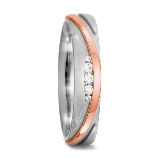 Partnerring 750/18 K vitguld, 750/18 K rött guld diamant 0.06 ct, 5 stenar, w-si