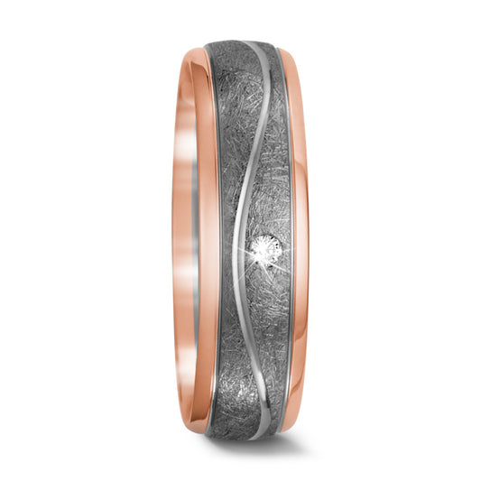 Partnerring 750/18 K rött guld, 500 palladium diamant 0.02 ct, w-si