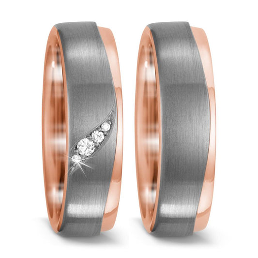 Partnerring 750/18 K rött guld, 500 palladium