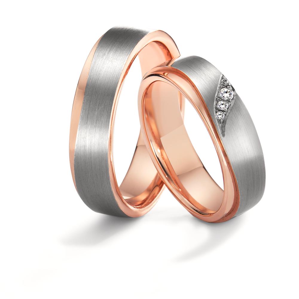 Partnerring 750/18 K rött guld, 500 palladium