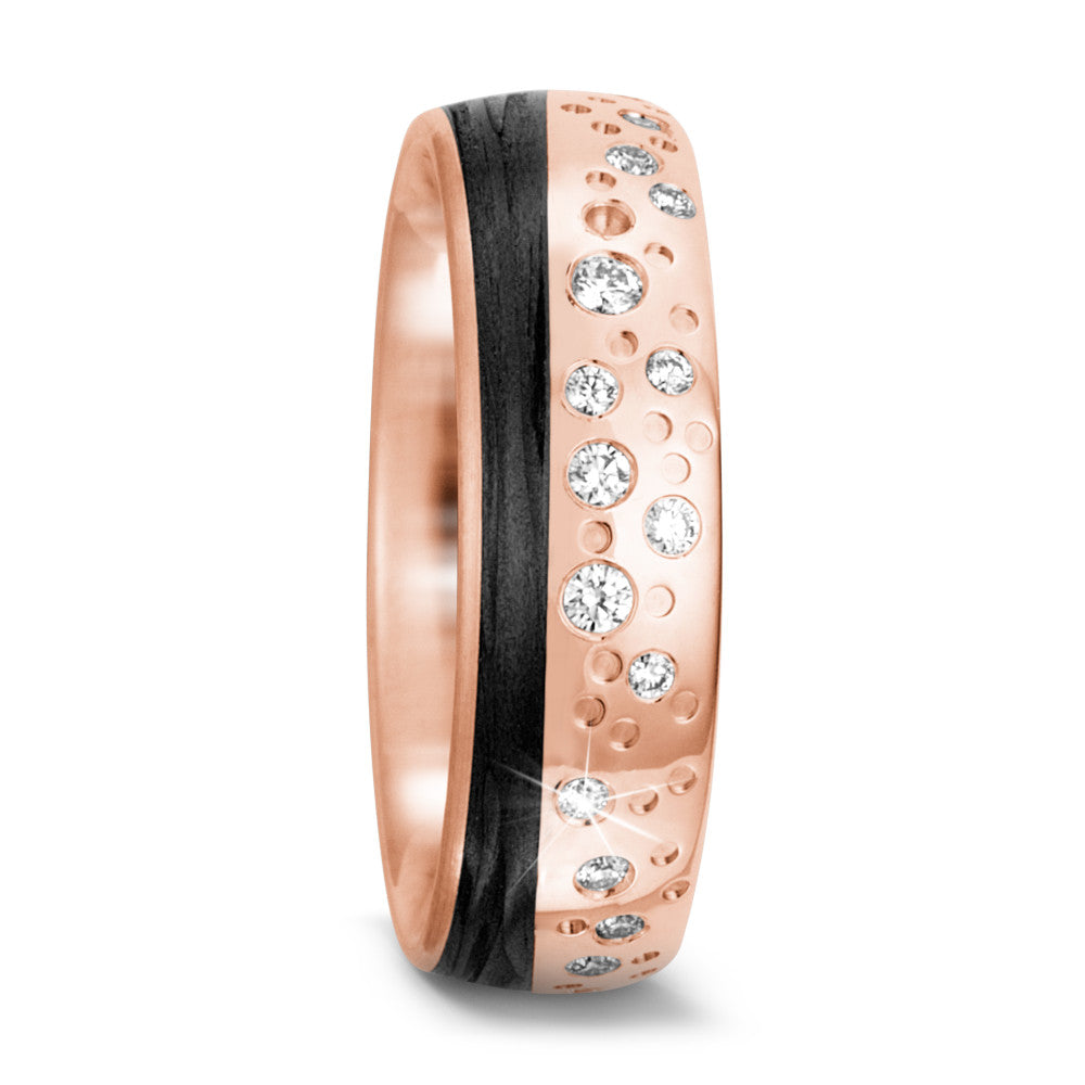 Partnerring 585/14 K roséguld, Kol diamant 0.156 ct, 20 stenar, tw-si