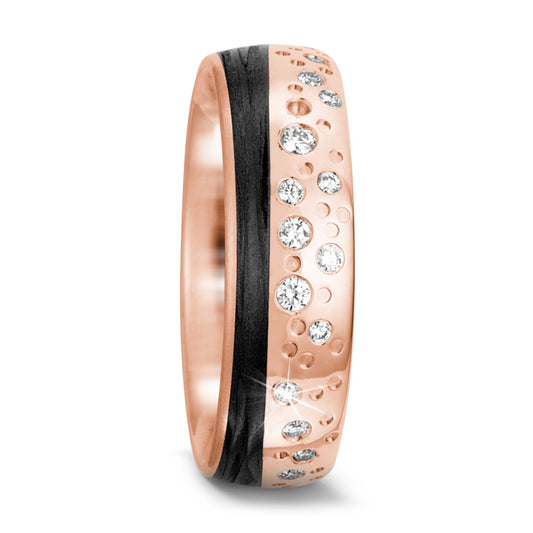 Partnerring 585/14 K roséguld, Kol diamant 0.156 ct, 20 stenar, tw-si