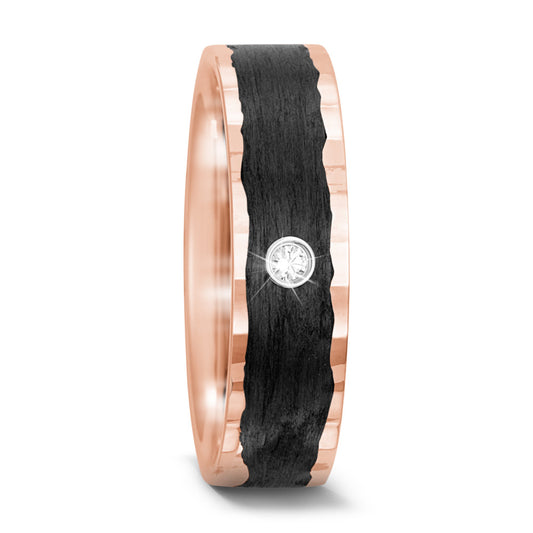 Partnerring 585/14 K roséguld, Kol diamant 0.02 ct, tw-si