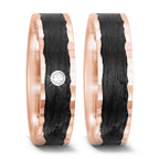 Partnerring 585/14 K roséguld, Kol diamant 0.02 ct, tw-si