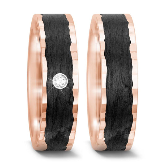Partnerring 585/14 K roséguld, Kol diamant 0.02 ct, tw-si