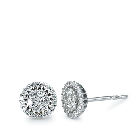 Örhängen med knoppar 750/18 K vitguld diamant 0.35 ct, 50 stenar, [Brillant], w-si Ø7 mm