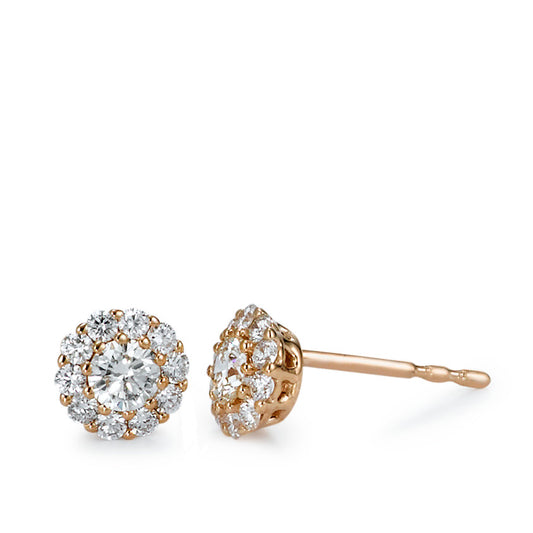 Örhängen med knoppar 750/18 K rött guld diamant 0.50 ct, 22 stenar, [Brillant], w-si Ø6 mm