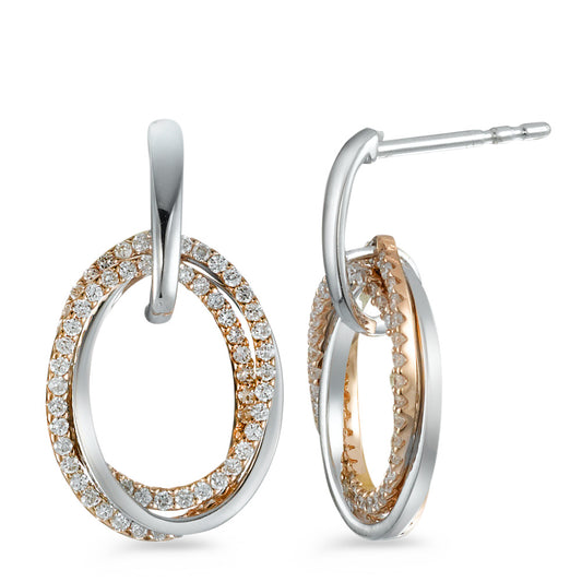 Örhängen 750/18 K rött guld, 750/18 K vitguld diamant 0.44 ct, 118 stenar, [Brillant], w-si