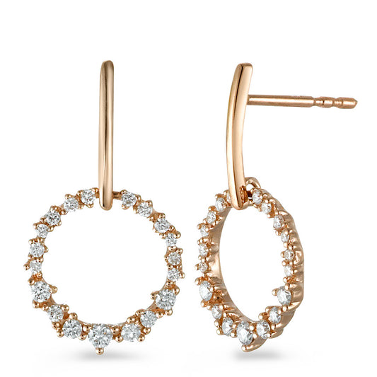 Örhängen 750/18 K rött guld diamant 0.30 ct, 38 stenar, [Brillant], w-si Ø11 mm