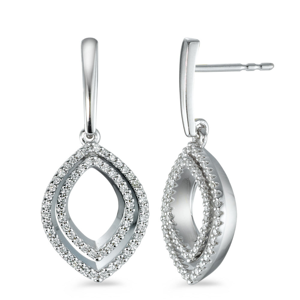 Örhängen 750/18 K vitguld diamant 0.42 ct, 124 stenar, [Brillant], w-si