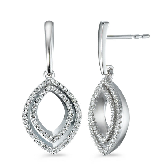 Örhängen 750/18 K vitguld diamant 0.42 ct, 124 stenar, [Brillant], w-si