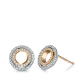 Örhängen med knoppar 750/18 K rött guld, 750/18 K vitguld diamant 0.32 ct, 92 stenar, [Brillant], w-si Ø10 mm