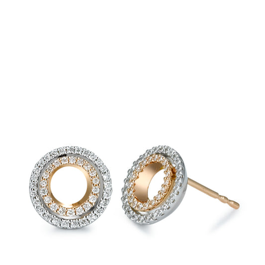 Örhängen med knoppar 750/18 K rött guld, 750/18 K vitguld diamant 0.32 ct, 92 stenar, [Brillant], w-si Ø10 mm