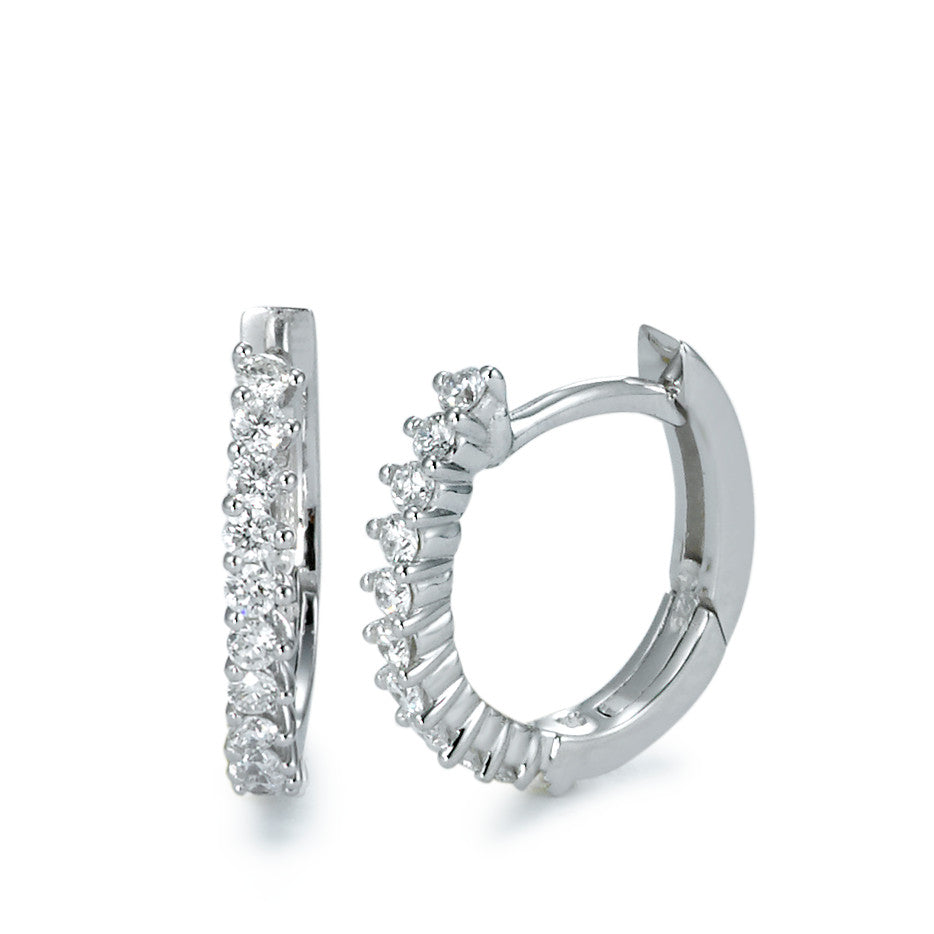 Hopfällbara örhängen 750/18 K vitguld diamant 0.25 ct, 22 stenar, [Brillant], w-si