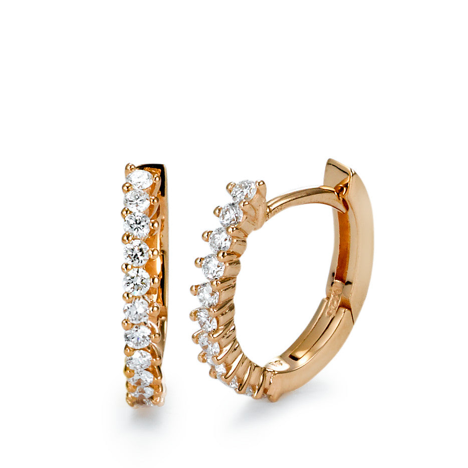 Hopfällbara örhängen 750/18 K rött guld diamant 0.25 ct, 22 stenar, [Brillant], w-si