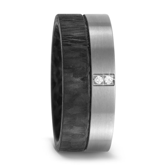 Partnerring titan, Kol diamant 0.02 ct, 2 stenar, w-si