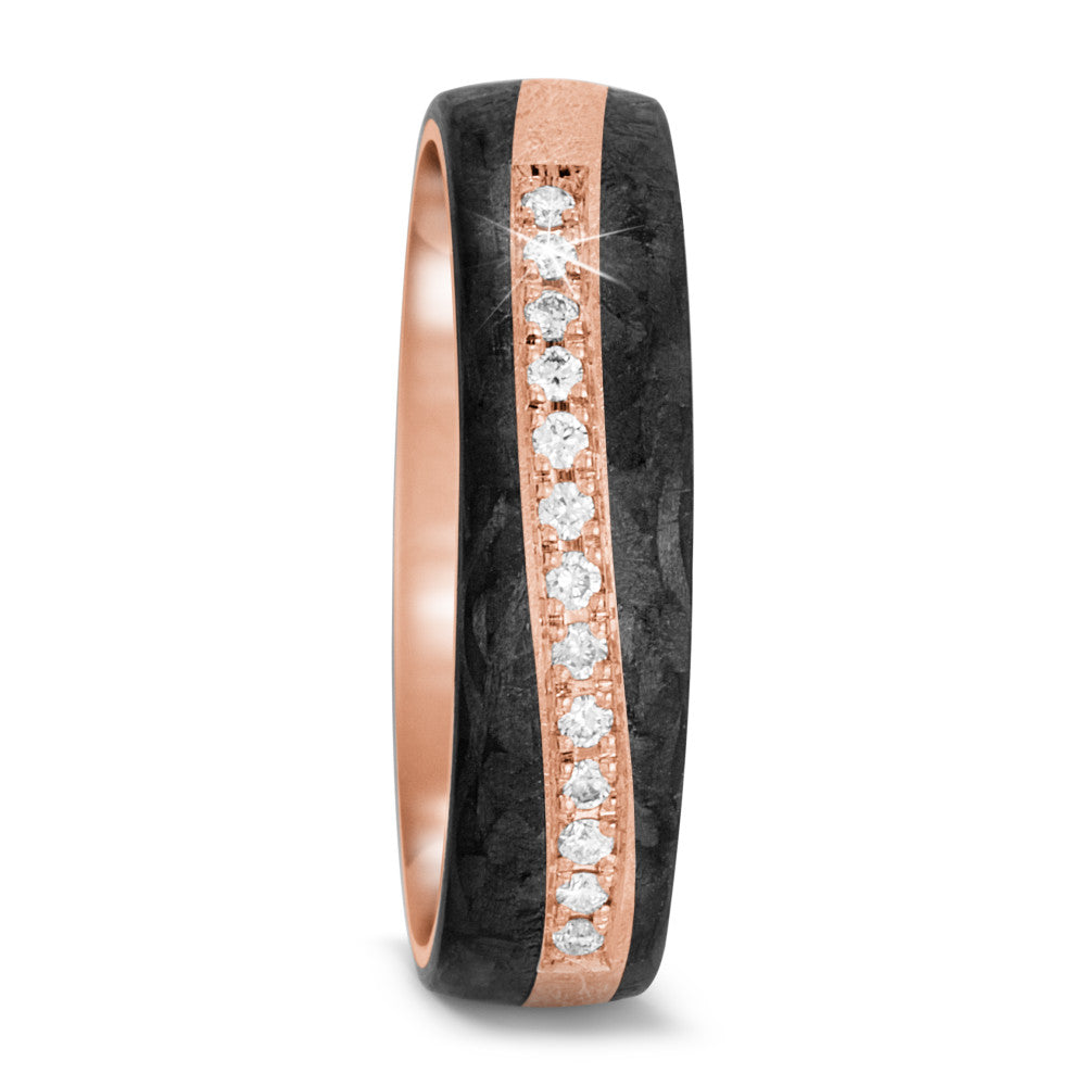 Partnerring 585/14 K roséguld, Kol diamant 0.091 ct, 13 stenar, tw-si
