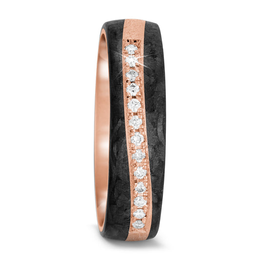 Partnerring 585/14 K roséguld, Kol diamant 0.091 ct, 13 stenar, tw-si