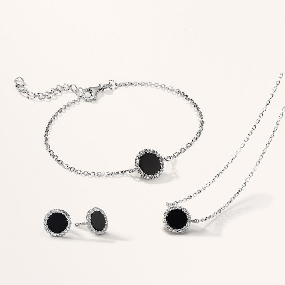 Collier Silver onyx rodiumpläterad 40-45 cm Ø10 mm