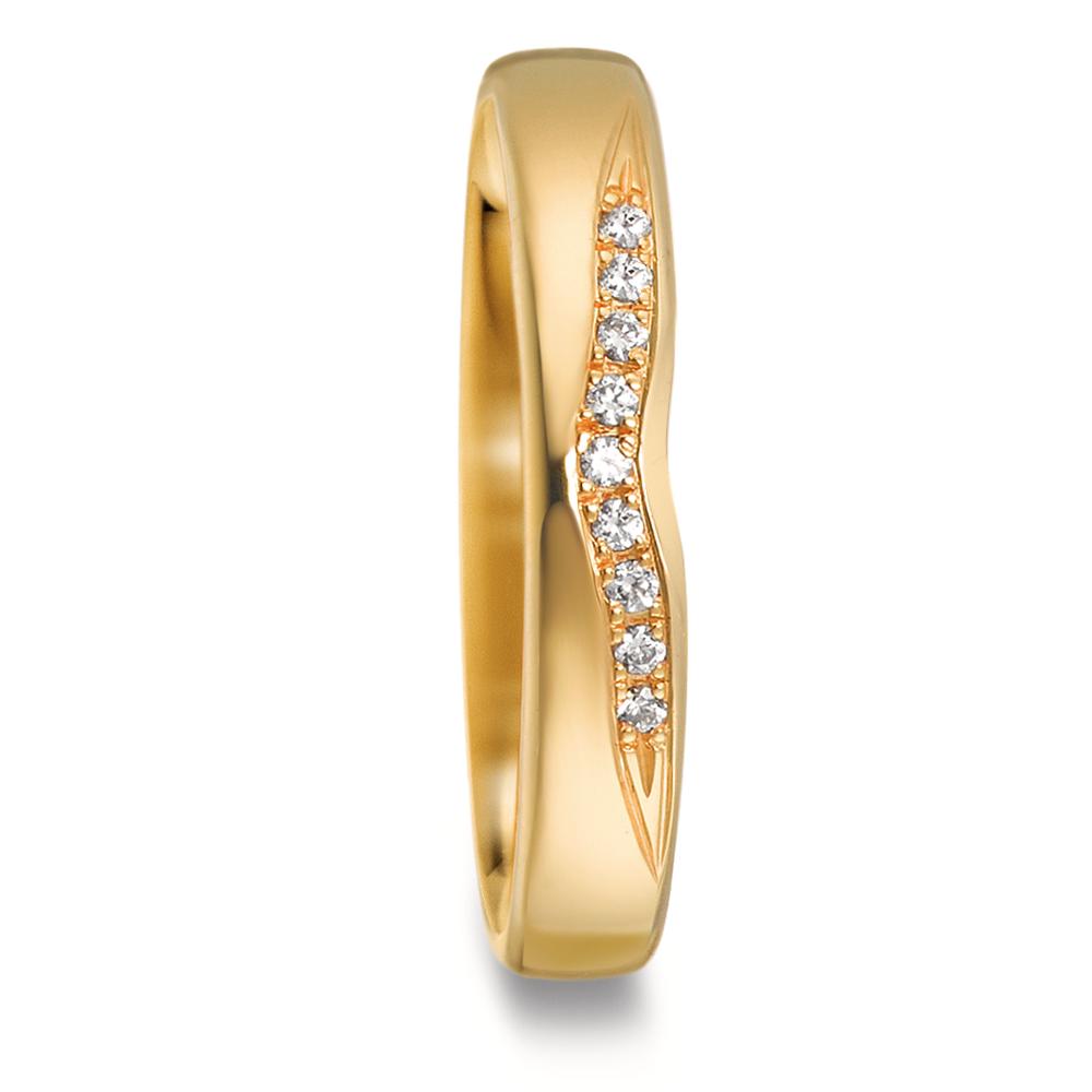 Partnerring 750/18 K gult guld [Diamant] 0.045 ct, 9 stenar, tw-vsi