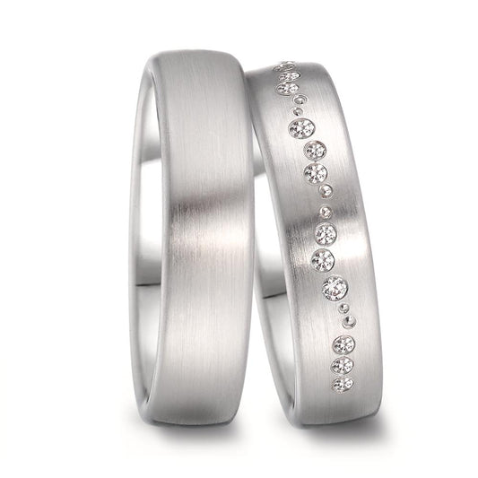 Partnerring 750/18 K vitguld diamant 0.105 ct, 15 stenar, tw-vsi