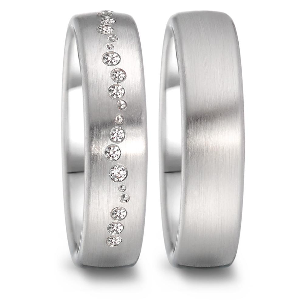 Partnerring 750/18 K vitguld [Diamant] 0.105 ct, 15 stenar, tw-vsi