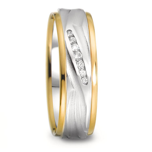 Partnerring 750/18 K vitguld, 750/18 K gult guld diamant 0.061 ct, 7 stenar, w-si