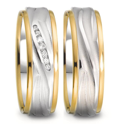 Partnerring 750/18 K vitguld, 750/18 K gult guld diamant 0.061 ct, 7 stenar, w-si