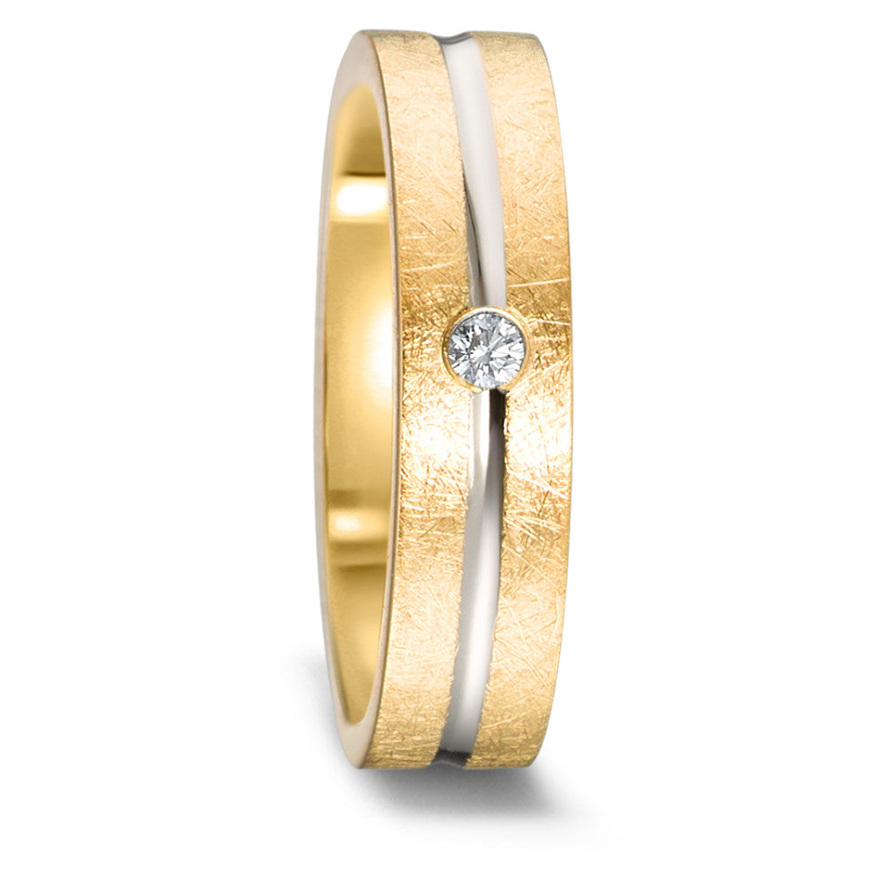Partnerring 750/18 K gult guld, 750/18 K vitguld diamant 0.03 ct, w-si