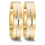 Partnerring 750/18 K gult guld, 750/18 K vitguld diamant 0.03 ct, w-si