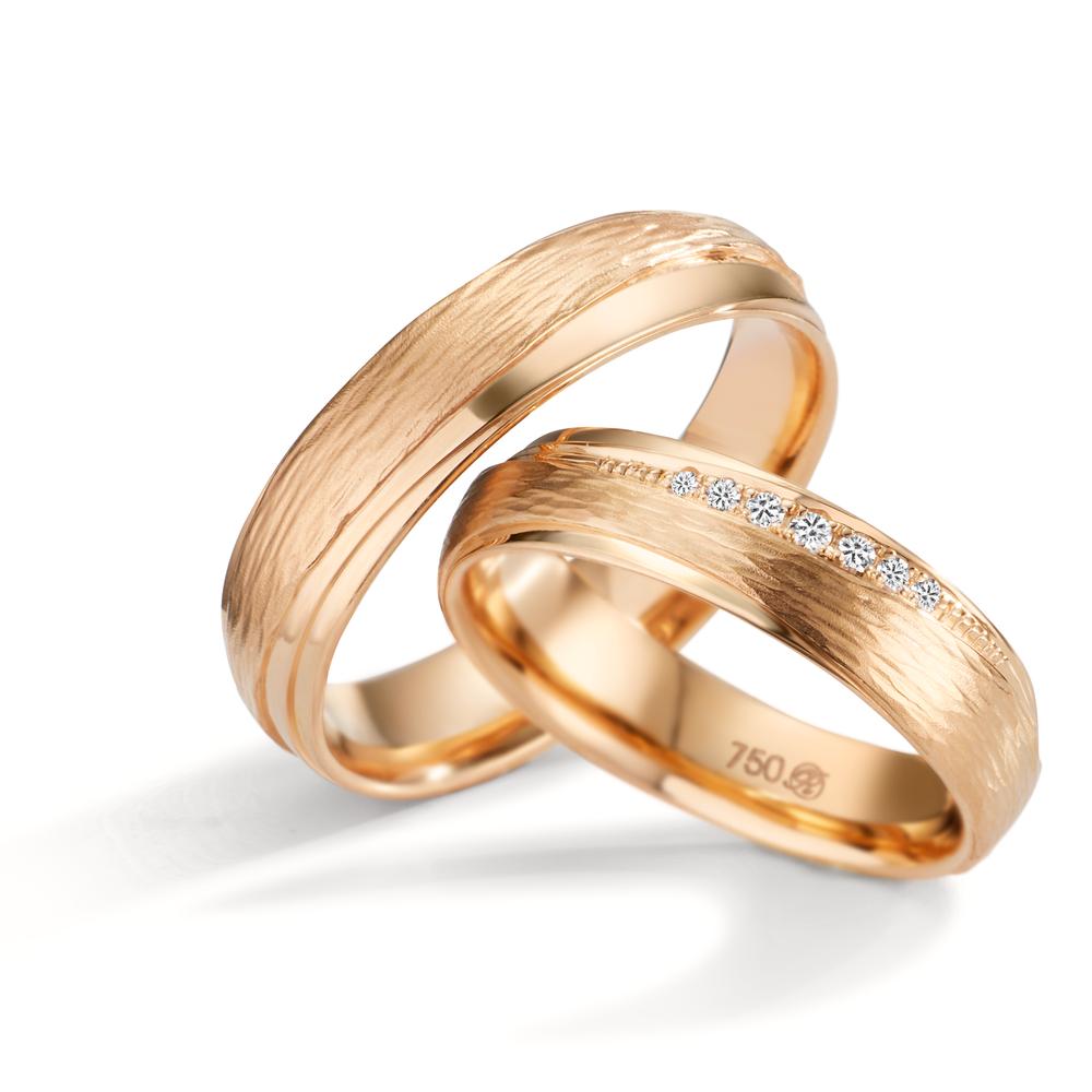 Partnerring 750/18 K roséguld [Diamant] 0.048 ct, 7 stenar, tw-si