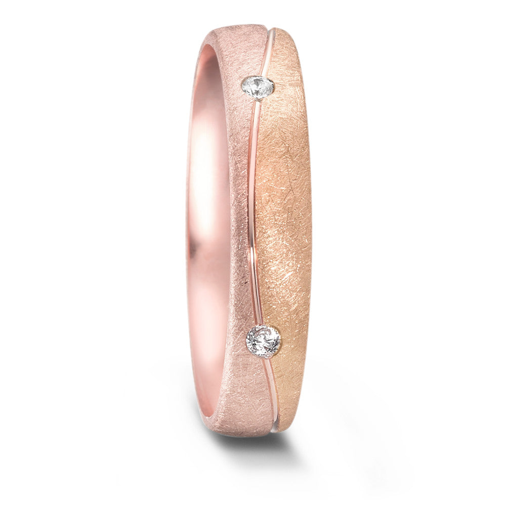 Partnerring 585/14 K roséguld, 585/14 K rött guld [Diamant] 0.08 ct, 4 stenar, w-si