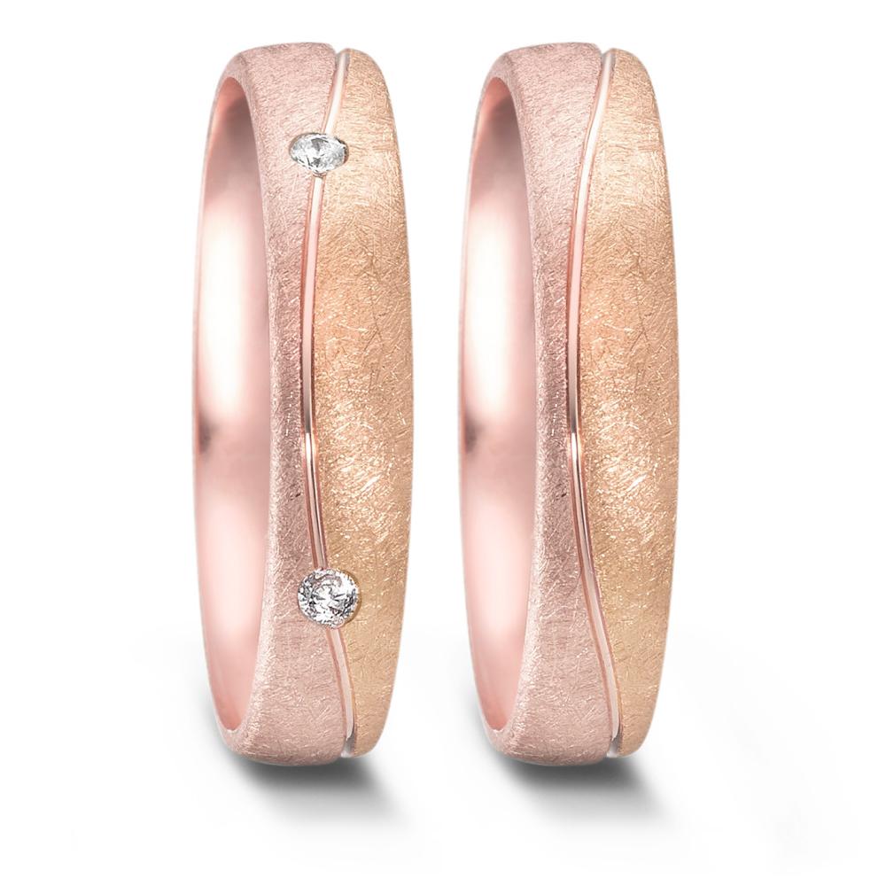 Partnerring 585/14 K roséguld, 585/14 K rött guld [Diamant] 0.08 ct, 4 stenar, w-si