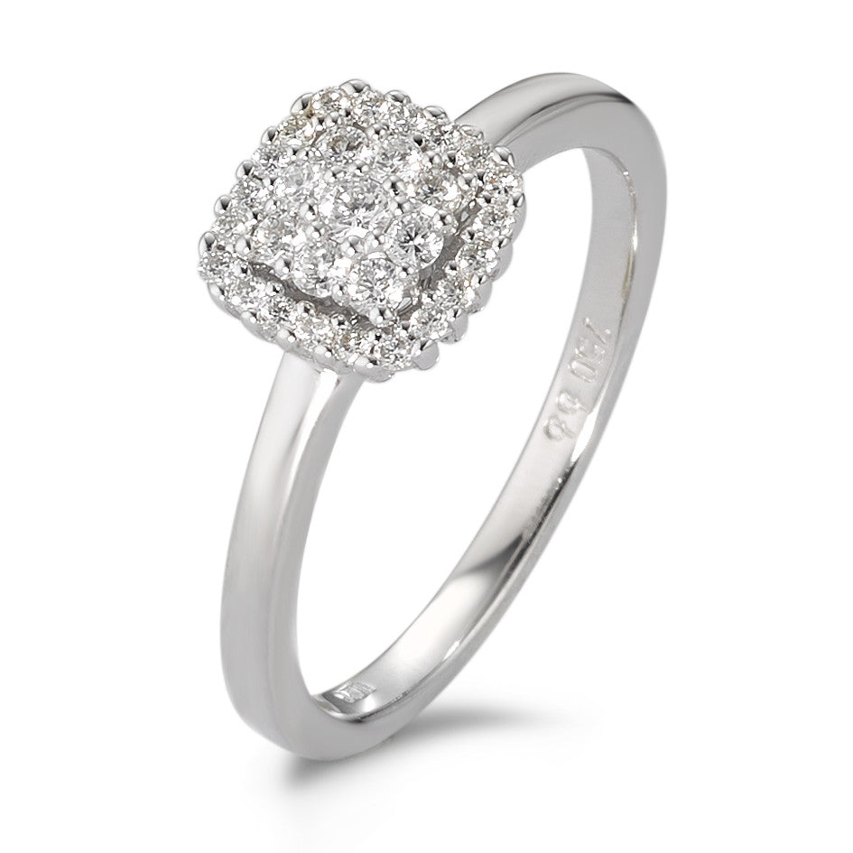 Finger ring 750/18 K vitguld diamant vit, 0.25 ct, 29 stenar, [Brillant], w-si