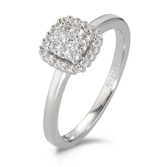 Finger ring 750/18 K vitguld diamant vit, 0.25 ct, 29 stenar, [Brillant], w-si