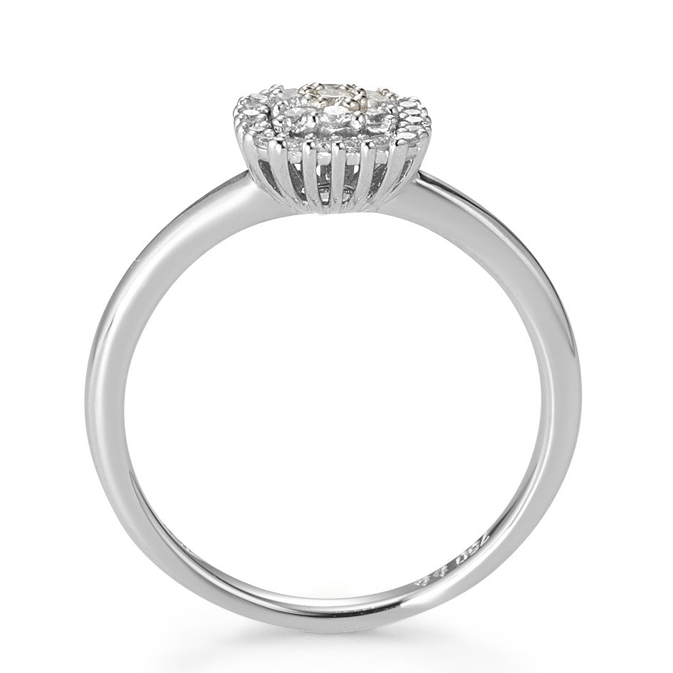 Finger ring 750/18 K vitguld diamant vit, 0.25 ct, 29 stenar, [Brillant], w-si